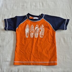 Hanna Andersson boys size 110 or 5 orange & navy swim rash guard GUC
